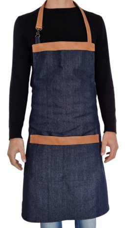 Alternative view of Delantal Parrillero Asador Jean Cuero Bolsillos Premium