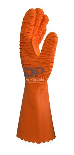 Guante Latex Rugoso Naranja Tipo Harpon Pesca Frio Depascale