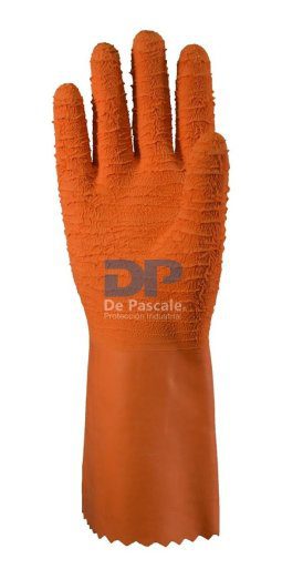 Alternative view of Guante Latex Rugoso Naranja Tipo Harpon Pesca Frio Depascale