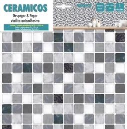 Ceramico Azulejo Autoadhesivo Muresco Damero Gris 25x25cm