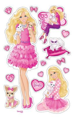 Vinilo Wallsticker Autoadhesivo Barbie Rosa Pared Puerta