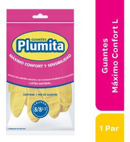 Alternative view of Guante Latex Amarillo Limpieza Plumita Sensibilidad