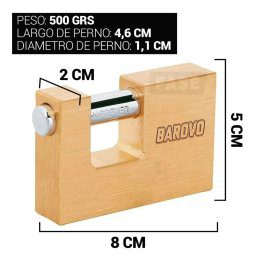 Alternative view of Candado Perno Horizontal 80mm Hierro Barovo Cuh-80
