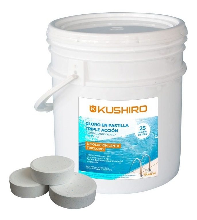 Pastilla Cloro 200grs Triple Acción Pileta Piscina Balde 5kg - Imagen 2