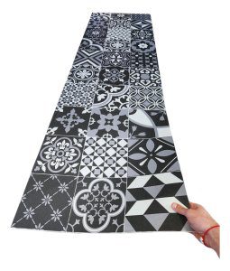 Alfombra Vinilica Deco Cocina Living Lavable 60x200cm Negro