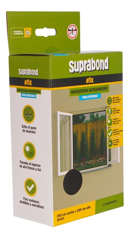 Mosquitero Ventana Suprabond Autoadhesivo Magnética 200x200 Color Negro - Imagen 2