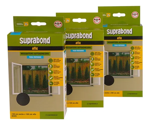 Mosquitero Ventana Suprabond Autoadhesivo Magnética 200x200 Color Negro - Imagen 3