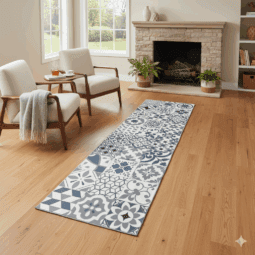 Alfombra Vinilica Deco Cocina Living 60x200cm Calcareo Azul