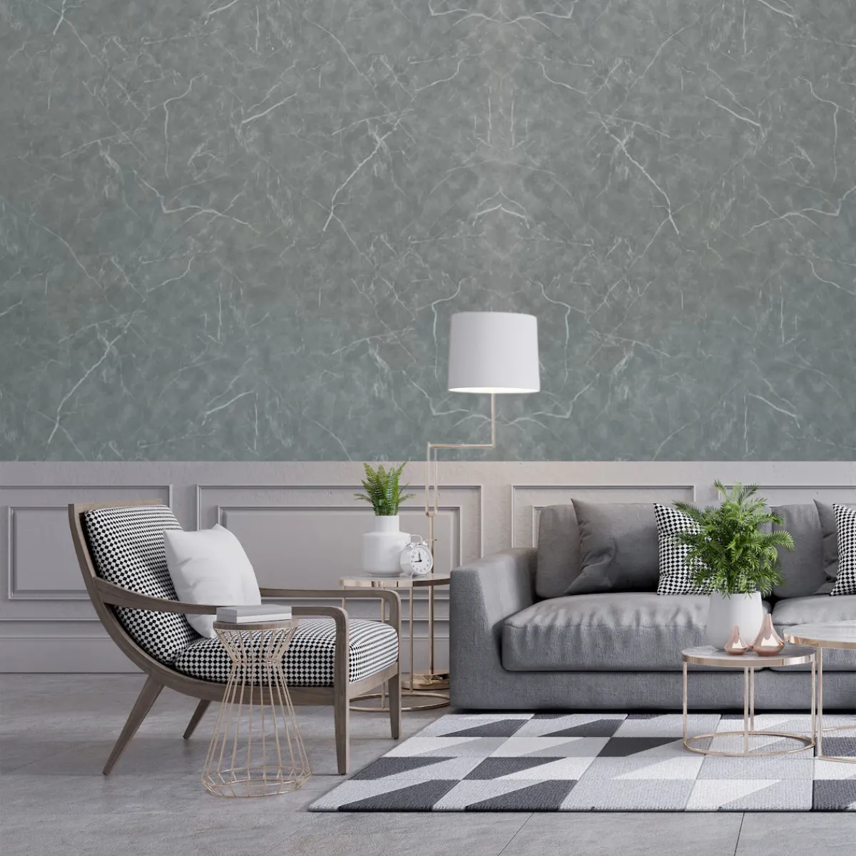 Placa Uv Revestimiento Pared Pvc Simil Marmol 1,22 X 2,44 Cm Gris Cemento - Imagen 4