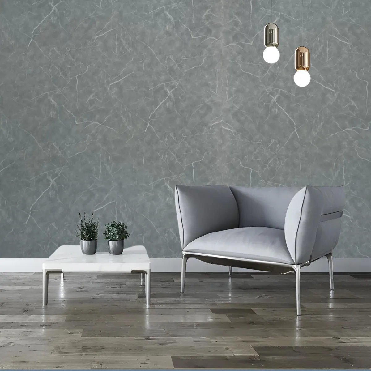 Placa Uv Revestimiento Pared Pvc Simil Marmol 1,22 X 2,44 Cm Gris Cemento - Imagen 5