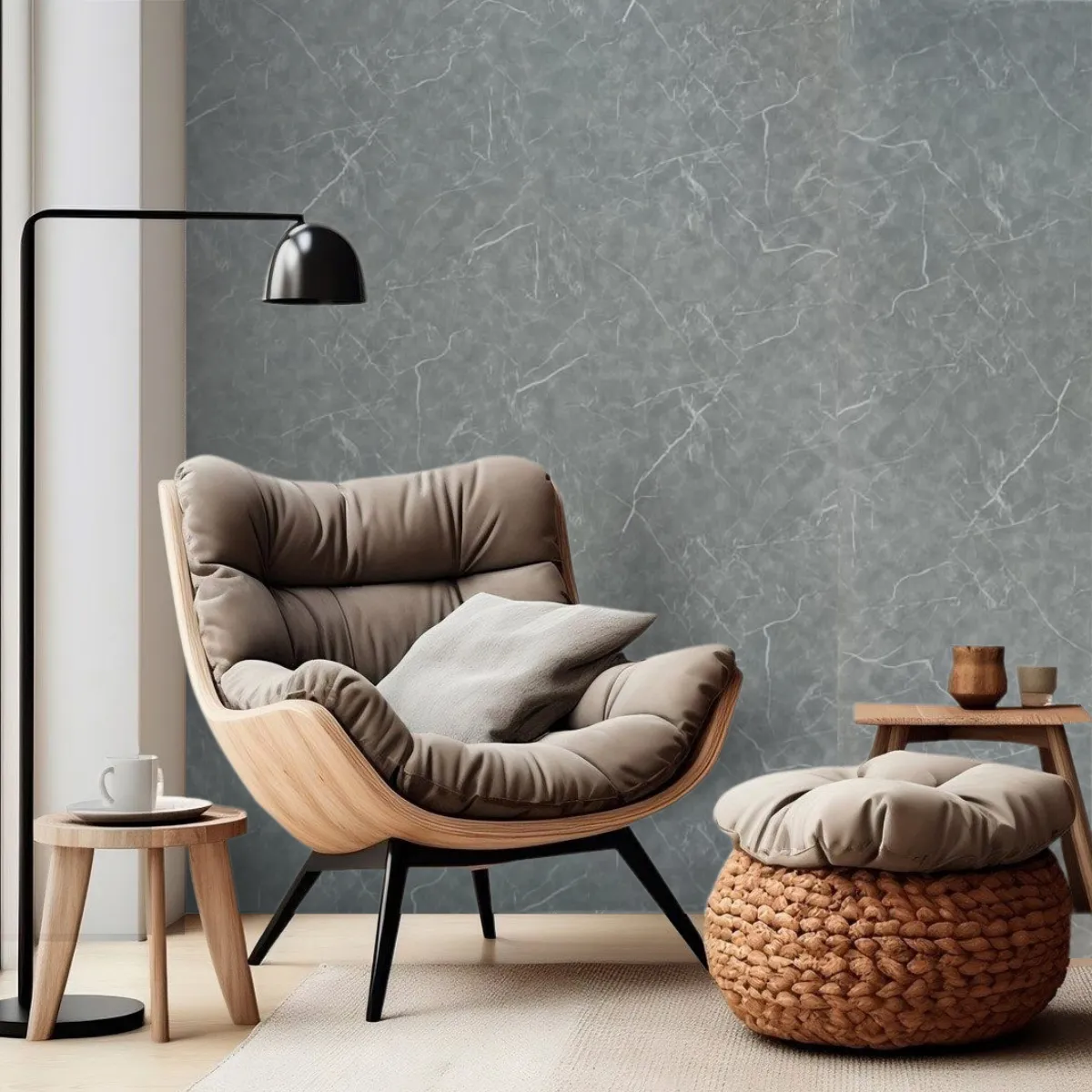 Placa Uv Revestimiento Pared Pvc Simil Marmol 1,22 X 2,44 Cm Gris Cemento