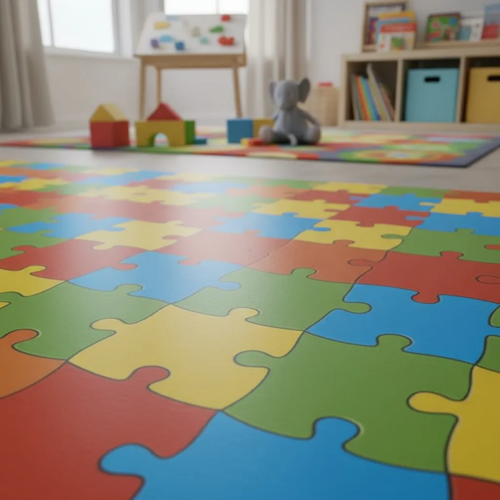 Piso Vinilico Infantil En Rollo 3mm Esp. Mt2 Rompecabeza