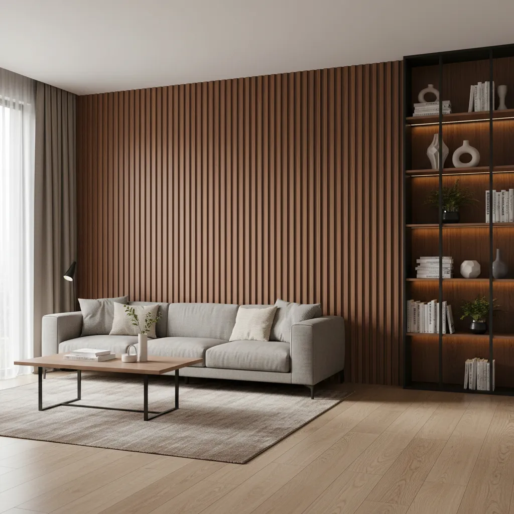 Revestimiento De Pared Wall Panel Wpc Simil Madera Interior Nogal