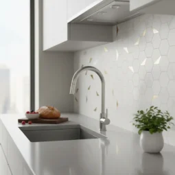 Alternative view of Mosaico Azulejo Vinilo Autoadhesivo Hexagonal 30x 30cm X Unidad Panal De Oro