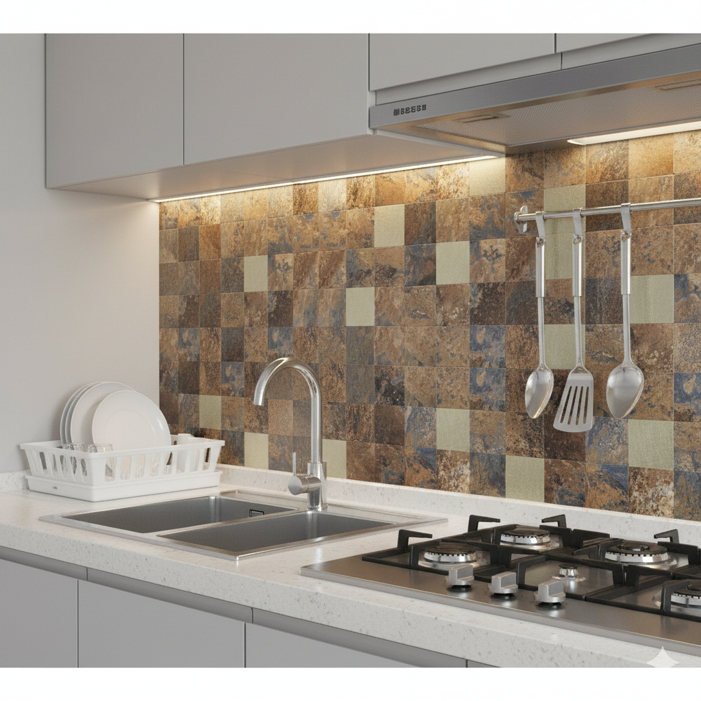 Mosaico Azulejo Vinilo Autoadhesivo Cuadrado 30x 30cm X Unidad Goethita Cobre