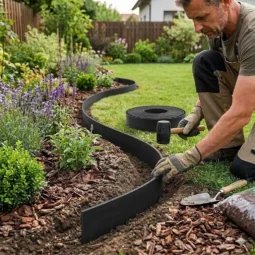 Delimitador Césped Borde  Grama Cantero Jardin 12cm X 15 Mts Negro