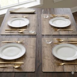 4 Individuales De Mesa Vinilico Deco Impermeable 50cm X 33cm Madera