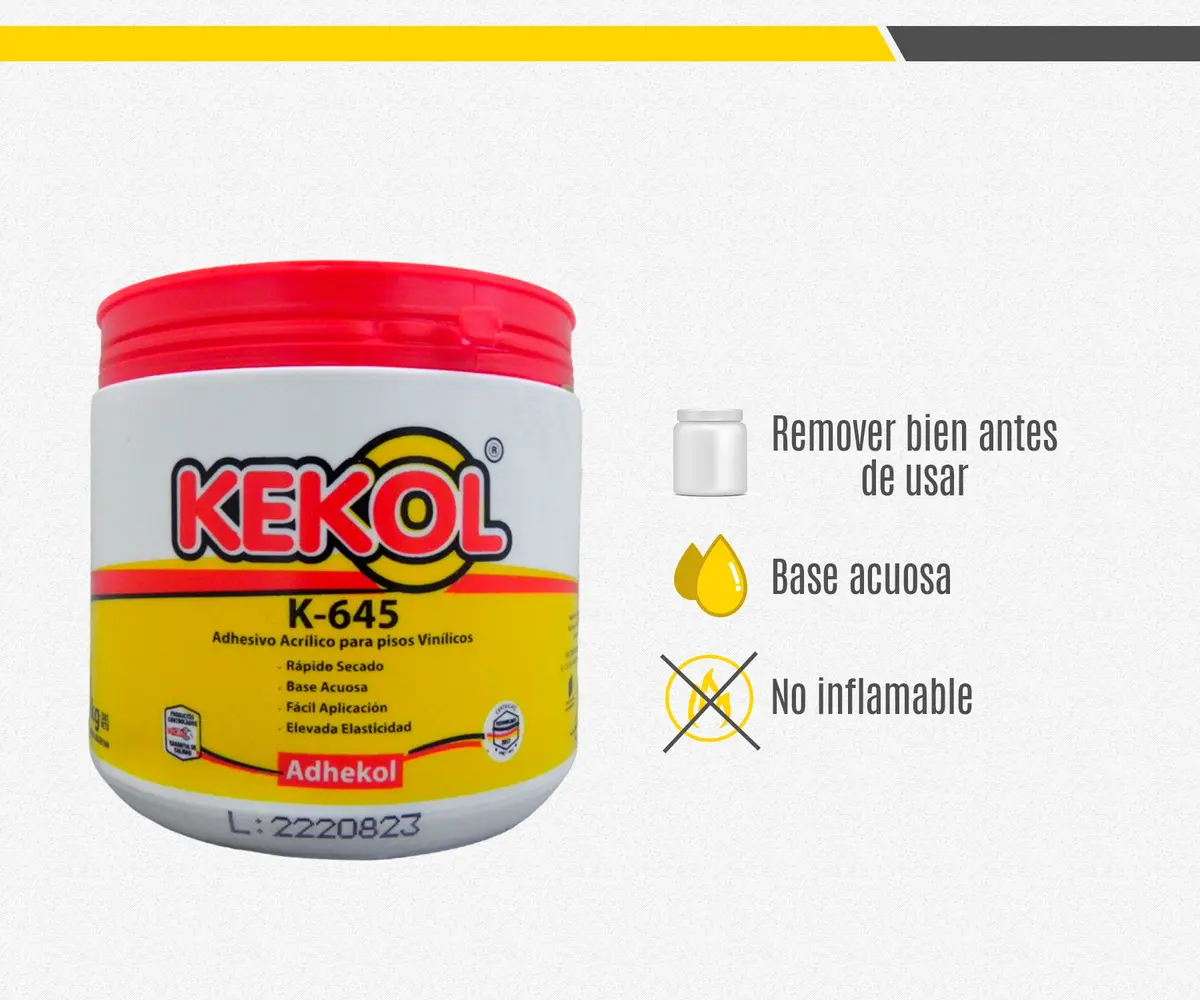 Adhesivo Base Acuosa Kekol K645 Piso Vinilico Baldosa 1Lt - Imagen 5