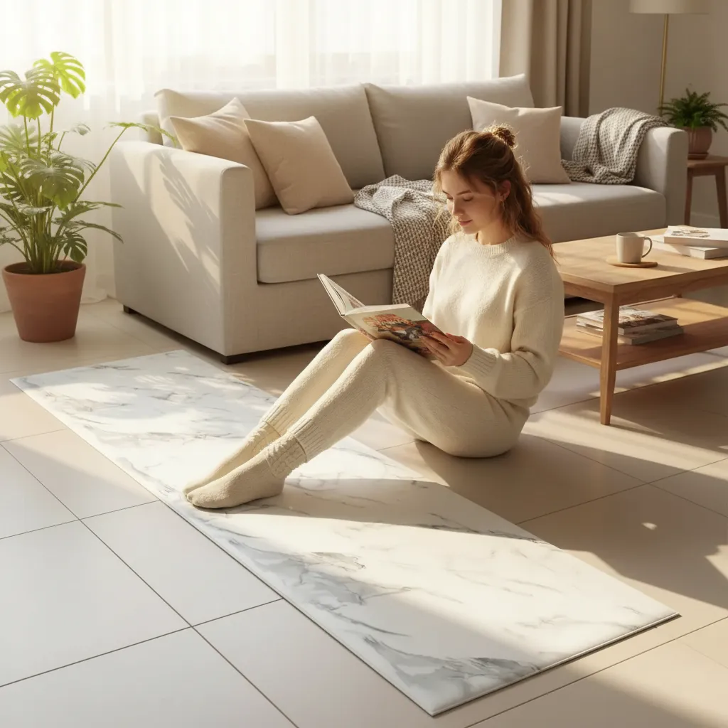 Alfombra Vinilica Deco Cocina Living Lavable 60x200cm Marmol Carrara - Imagen 5