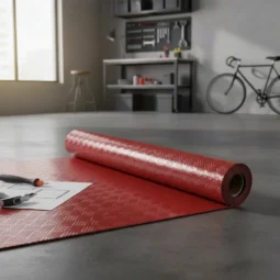 Piso Vinilico Simil Chapa Semilla Melon Transito Ancho 1,40 Rojo