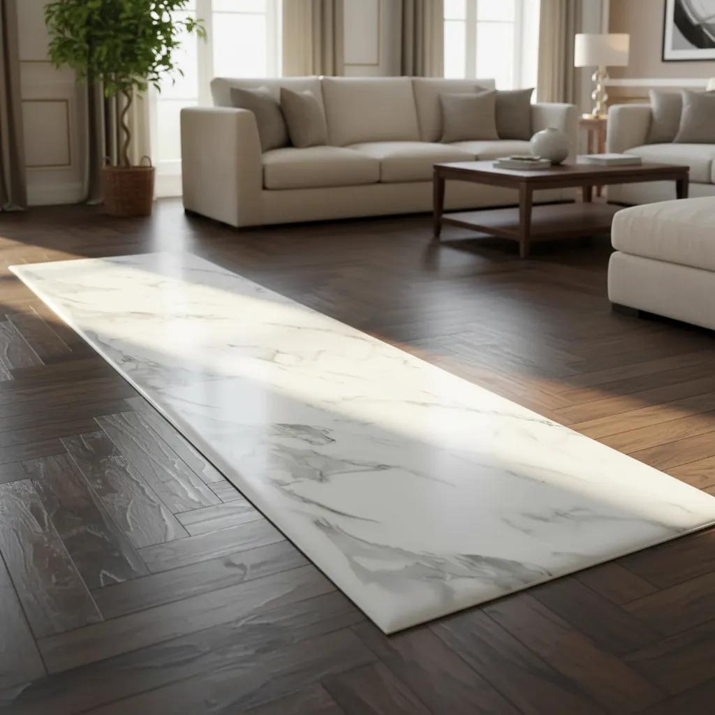 Alfombra Vinilica Deco Cocina Living Lavable 60x200cm Marmol Carrara - Imagen 2