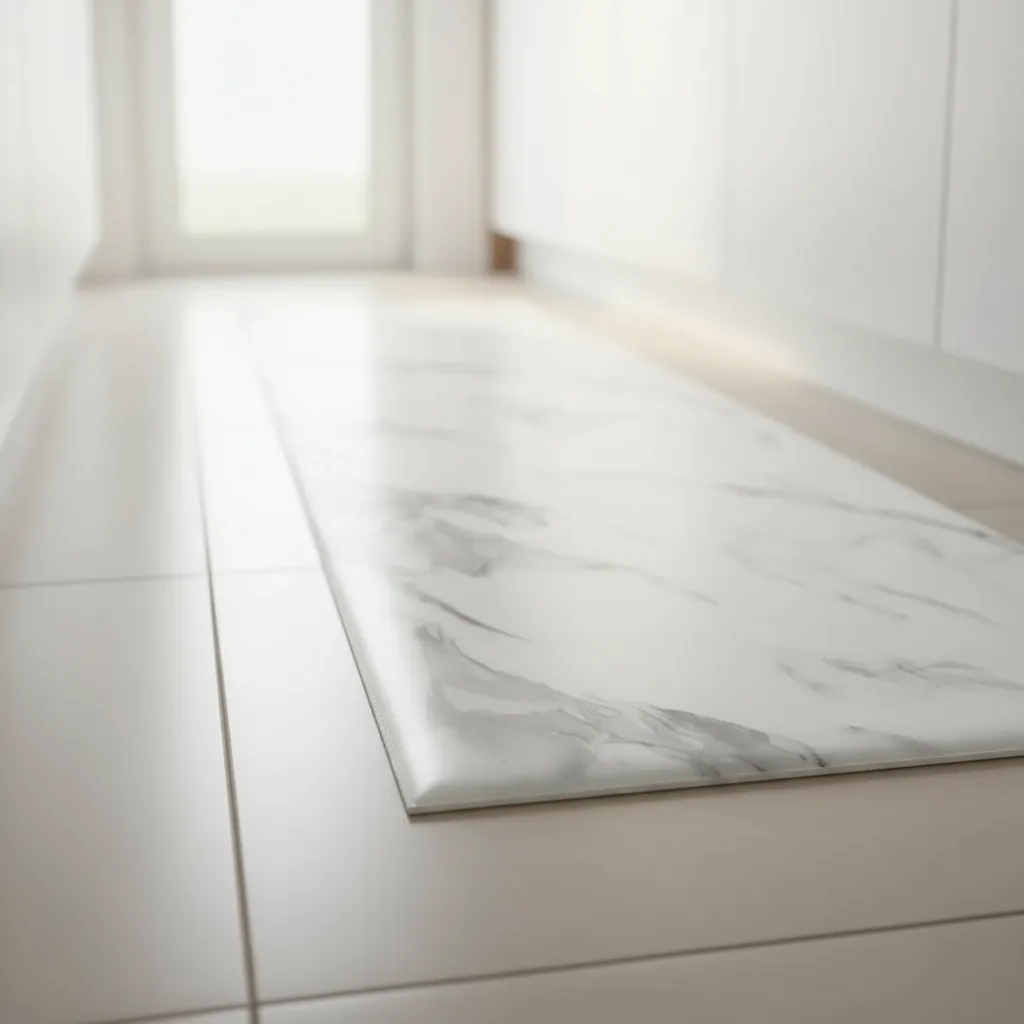 Alfombra Vinilica Deco Cocina Living Lavable 60x200cm Marmol Carrara - Imagen 6