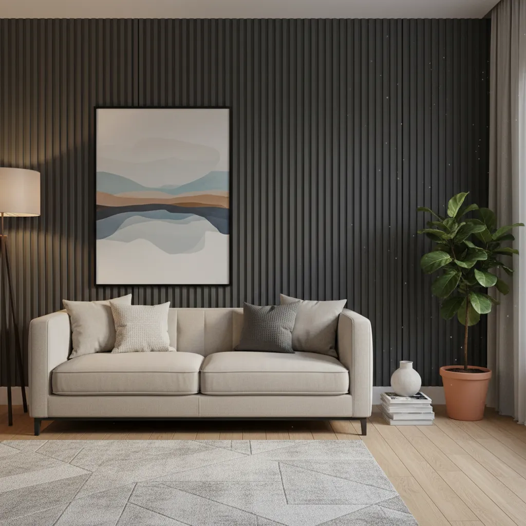 Revestimiento De Pared Wall Panel Wpc Simil Madera Interior Negro - Imagen 2