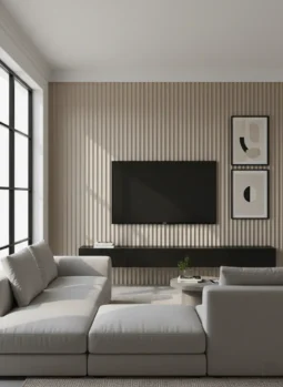 Wall Panel Ondas Revestimiento Pared Wpc 21cm X 2,90mts Lino Beige