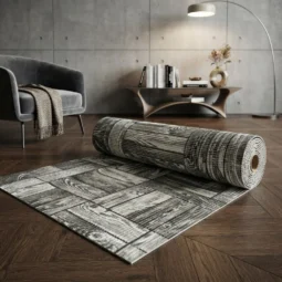 Camino Antideslizante Esponjoso Foam Ancho 65cm Diseño X Mtl Parquet