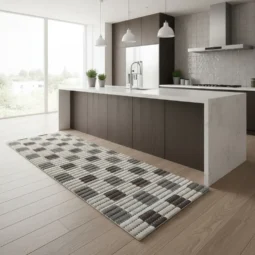 Camino Antideslizante Vinilico Espumado Esponjoso Ancho 65cm Beige Cuadrados