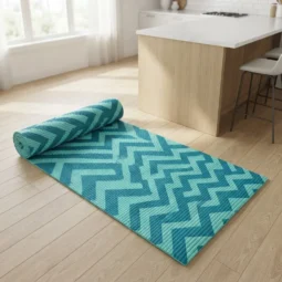 Camino Antideslizante Esponjoso Foam Ancho 65cm Diseño X Mtl Zigzag Verde