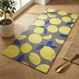 Camino Antideslizante Esponjoso Foam Ancho 65cm Diseño X Mtl Limones